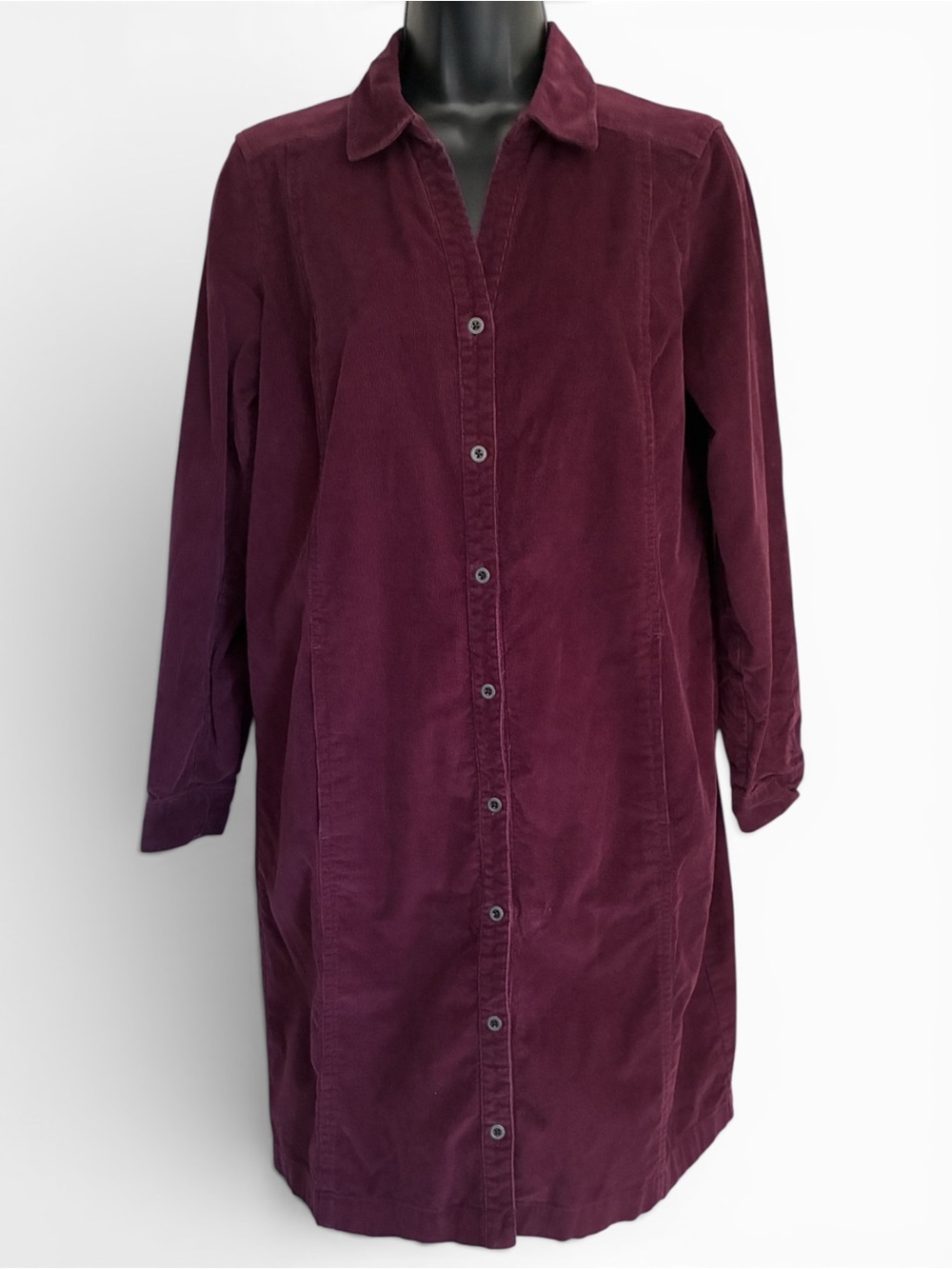 J. Jill Corduroy Lagenlook Long Sleeve Shirtdress Tunic Burgundy Wine Sz SP